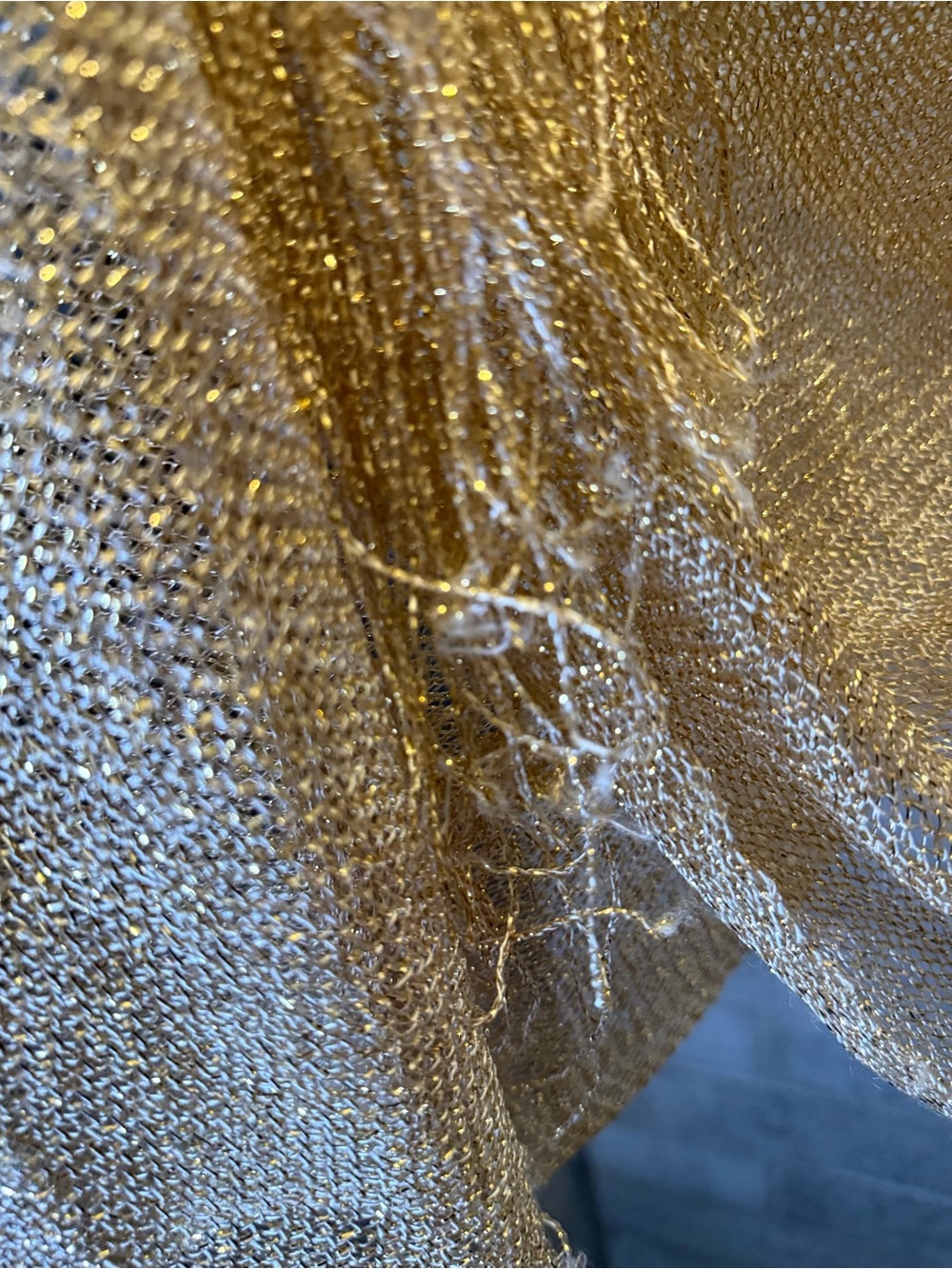 Gold Metallic Fringe Evening Shawl Wrap Wedding Formal Party Lightweight Scarf - Picture 12 of 14